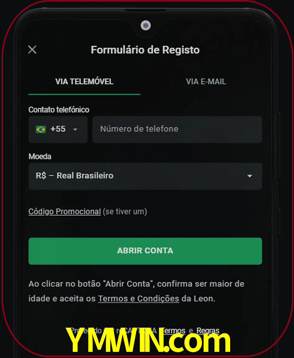 Abra o aplicativo e inicie o processo de registro.